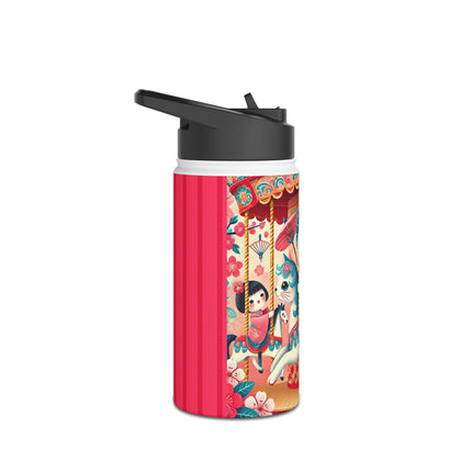 Geisha Kitten's Enchanted Carousel Ride Stainless Steel Water Bottle, Standard Lid