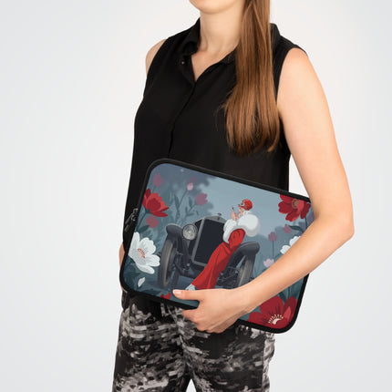 🏎️🌺 The Lady Of The Grand Touring Car Laptop Sleeve – Art Deco Motoring Elegance