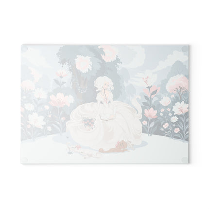 🌸📖 The Lady Of The Secret Garden Glass Cutting Board – Art Deco Floral Elegance
