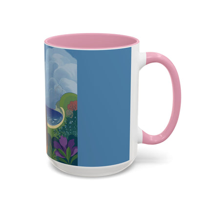 The Lady And The Sea Breeze Colorful Mugs – Art Deco Coastal Serenity