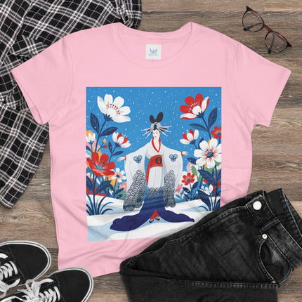 🌸❄️ The Winter Blossom Kimono Cotton Tee – Japanese-Inspired Floral Elegance