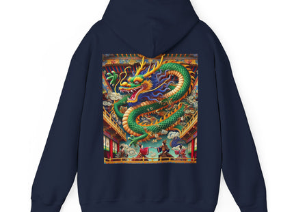 Tibetan Dragon Over Kabuki Duel – Heavy Blend™ Hooded Sweatshirt