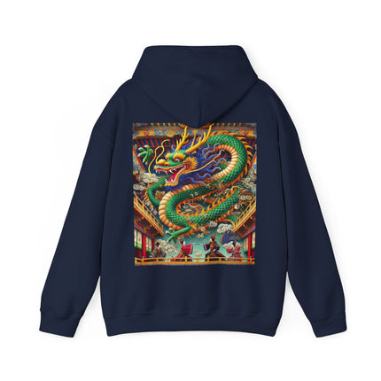 Tibetan Dragon Over Kabuki Duel – Heavy Blend™ Hooded Sweatshirt