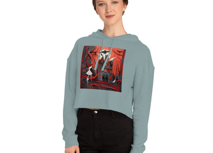 Halloween Night Scene Women’s Cropped Hooded Sweatshirt
