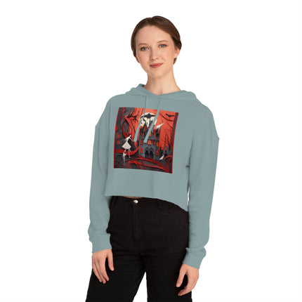 Halloween Night Scene Women’s Cropped Hooded Sweatshirt