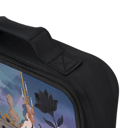 🖤🪞 The Lady At The Midnight Mirror Lunch Bag – Art Deco Floral Elegance