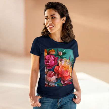 Peonies in Full Bloom Women's Midweight Cotton Tee