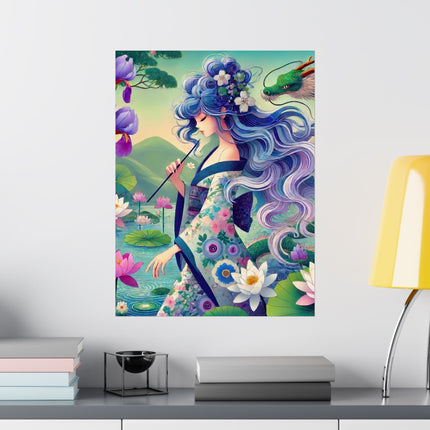 🐉🪷 Fairy of the Koi Pond Matte Vertical Poster – Tranquil Magic & Dragon Grace