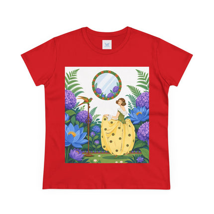 🦜🪷 The Parrot Garden Reflection Cotton Tee – Art Deco Fashion Whimsy