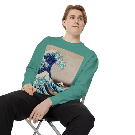 The Great Wave off Kanagawa by Katsushika Hokusai Garment-Dyed Sweatshirt