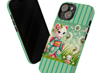 Geisha Kitten and the Dandelion Phone Cases