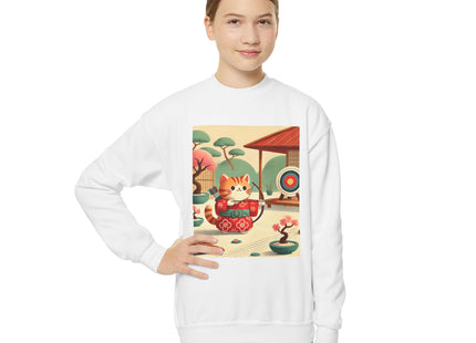 Archer Kitten in the Zen Garden Youth Crewneck Sweatshirt