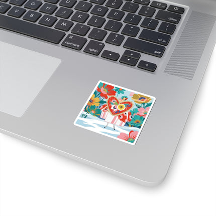 ❤️🌸 The Winter Heart Garden Kiss-Cut Sticker – Colorful Art Deco Floral Fantasy