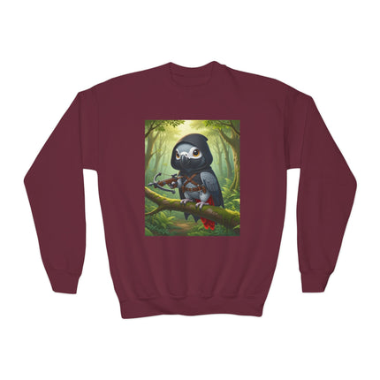 The African Grey Sentinel Youth Crewneck Sweatshirt – Wisdom, Courage & Woodland Adventure