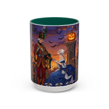 🎃💙 The Pumpkin Lantern Courtship Colorful Mug – Romantic Halloween Elegance