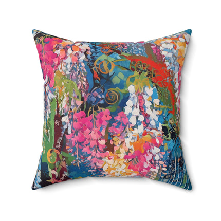 Golden Wisteria Elegance Spun Polyester Square Pillow