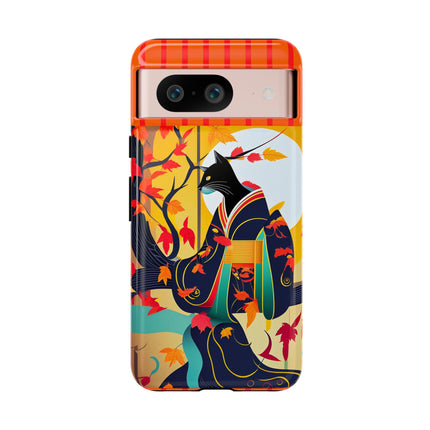 Black Cat in Kimono Phone Cases