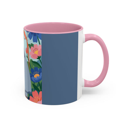 The Lady And The Mysterious Bird Colorful Mugs – Art Deco Botanical Mystery