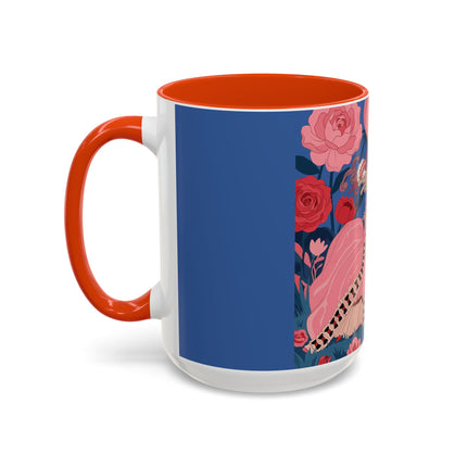 The Lady And The Scarlet Macaw Colorful Mugs – Art Deco Floral Elegance