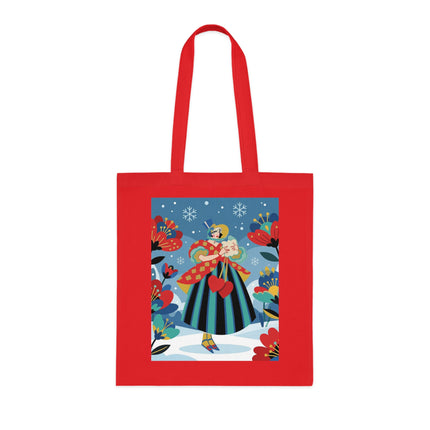 ❤️❄️ The Winter Heart Messenger Cotton Tote Bag – Art Deco Winter Enchantment