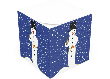 Snowman in Falling Snow Note Cube
