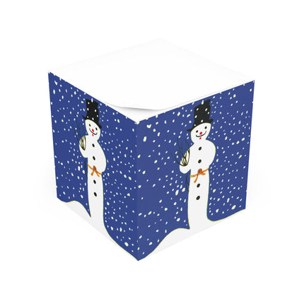 Snowman in Falling Snow Note Cube