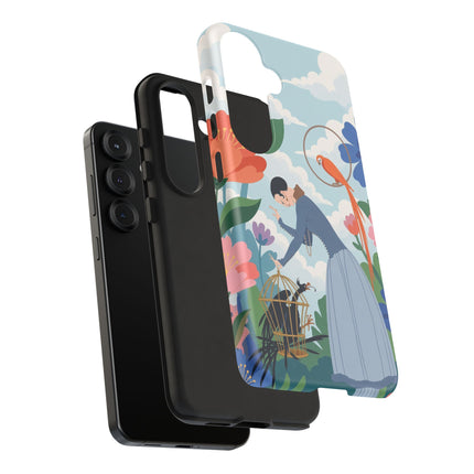 🦜🌺 The Lady Of The Garden Aviary Phone Case – Art Deco Floral Whimsy