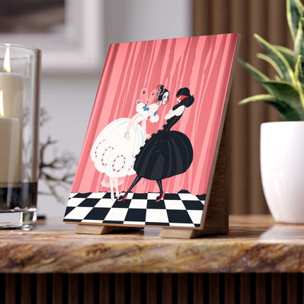 🎭🖤 The Masquerade Secret Ceramic Tile – Art Deco Fashion Whimsy