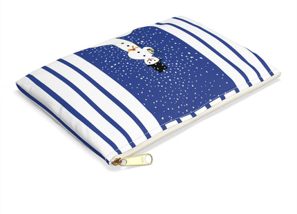 Snowman in Falling Snow Accessory Pouch