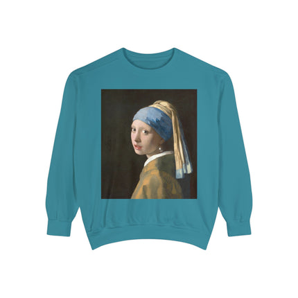 Girl with a Pearl Earring by Johannes Vermeer Unisex Garment-Dyed Sweatshirt