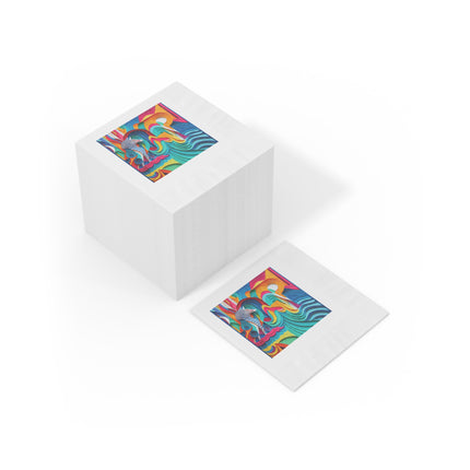 Surfing Zebra White Coined Napkins
