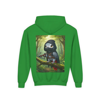 The African Grey Sentinel Youth Hooded Sweatshirt – Quiet Strength & Woodland Adventure
