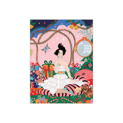 🎄🌹 Christmas Morning In The Rose Parlor Ceramic Tile – Art Deco Holiday Elegance