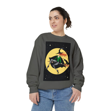 A Witch’s Moonlit Flight Unisex Garment-Dyed Sweatshirt