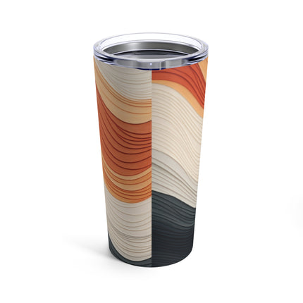 Wave Pattern in Hues of Beige, Orange, Grey, and Black Tumbler 20oz