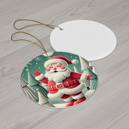 Santa's Joyful Night Ceramic Ornament