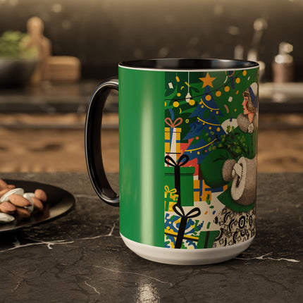 🍀🎄 The Emerald Holly Christmas Colorful Mug – Art Deco Holiday Elegance