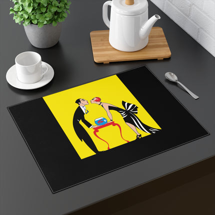 A Moment of Elegance: A Passionate Embrace Amidst Golden Splendor Placemat, 1pc