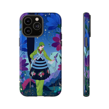 🌸🐦 The Lady Of The Midnight Bird Garden Phone Case – Art Deco Floral Fantasy