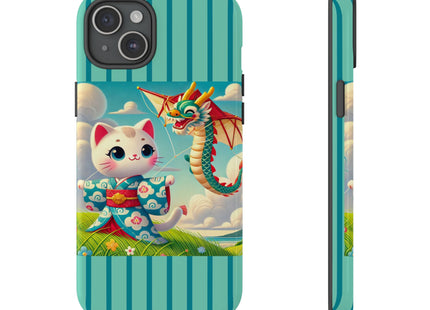 Geisha Kitten and the Dragon Kite Phone Cases