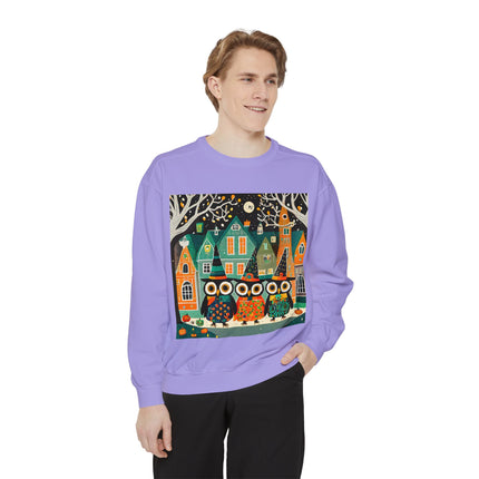 Night of the Trick-or-Treating Owlets Unisex Garment-Dyed Sweatshirt