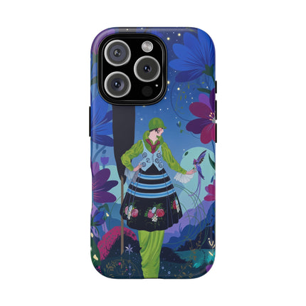 🌸🐦 The Lady Of The Midnight Bird Garden Phone Case – Art Deco Floral Fantasy