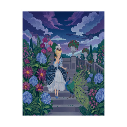 🦚🌙 The Lady Of The Midnight Peacock Garden Matte Vertical Poster – Art Deco Floral Elegance