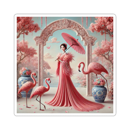 Petals, Porcelain, and Flamingos Kiss-Cut Stickers (4 Stickers)