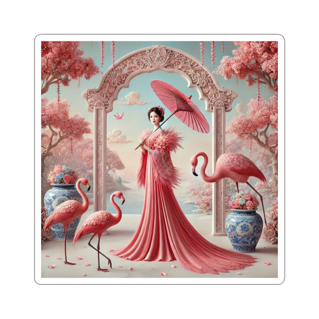 Petals, Porcelain, and Flamingos Kiss-Cut Stickers (4 Stickers)