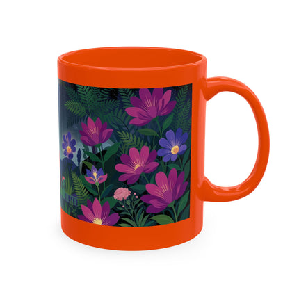 🌙🌺 The Lady Of The Midnight Flower Garden Ceramic Mug – Art Deco Floral Elegance