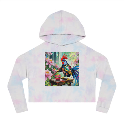 Cyberpunk Rooster Cropped Hooded Sweatshirt