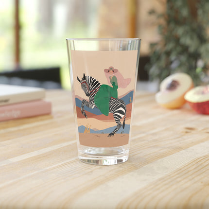 Zebra Rider Pint Glass – Safari Chic & Art Deco Adventure