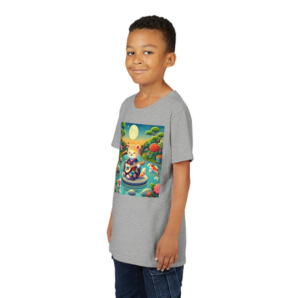 Melodic Kitten by the Koi Pond Youth Short Sleeve Tee