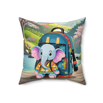 Baby Elephant Spun Polyester Square Pillow